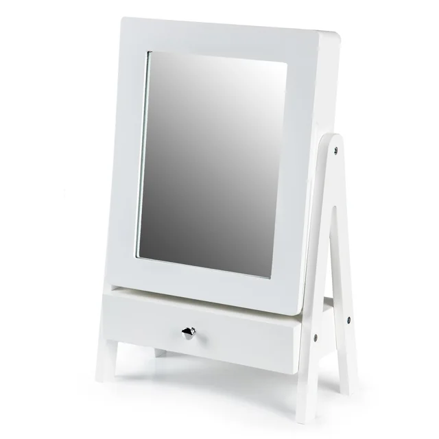 Vanity table mirror cabinet for jewelry