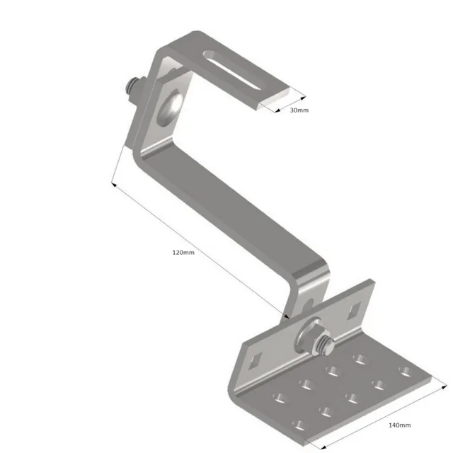 VARIO roof hook for Photovoltaics with double adjustment 120mm thick A2!1.4301