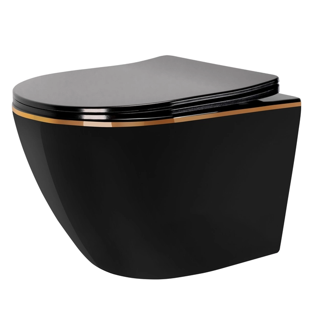 Vaso sospeso Rea Carlo Mini Rimless Flat Black Gold Edge