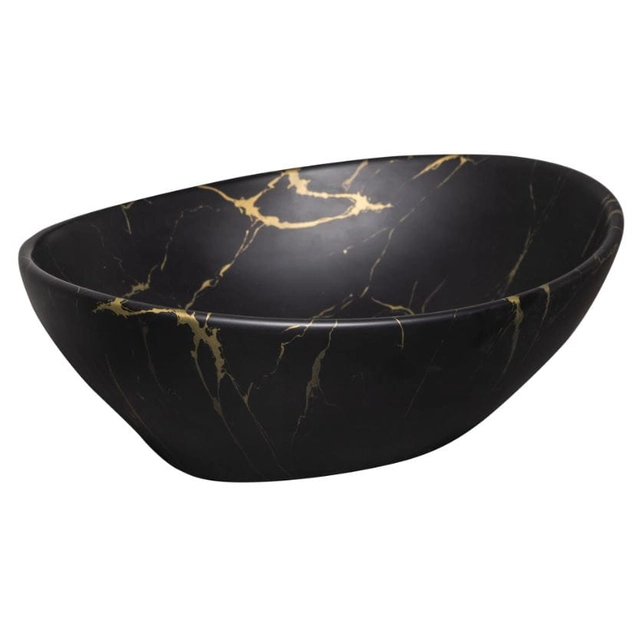 Vasque à poser Kerra KR-707 marbre noir et doré