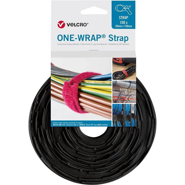 VELCRO® cable ties ONE-WRAP® Strap 20 x 330mm, black,100 Piece