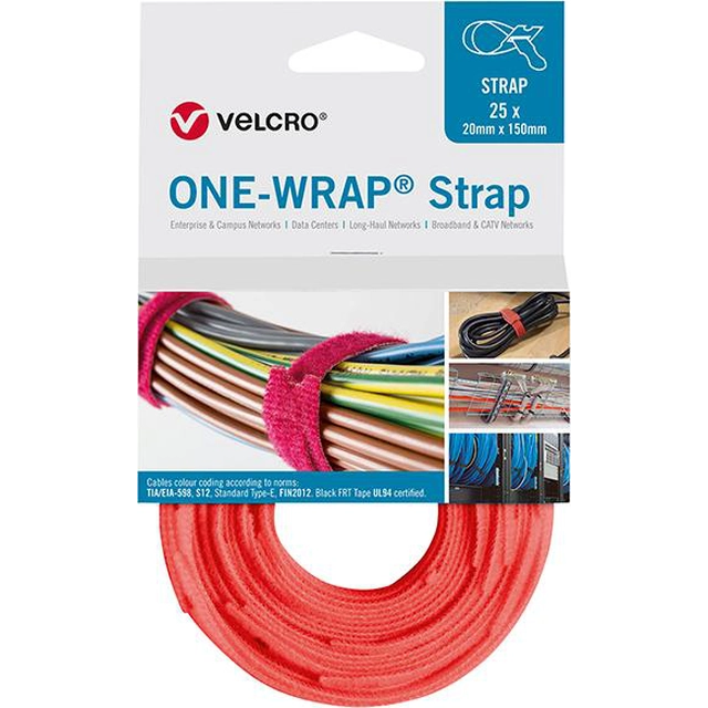VELCRO® cable ties ONE-WRAP® Strap 20 x 330mm, orange,25 Piece