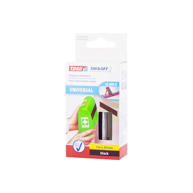 Velcro teip, must 1m x 20mm TESA