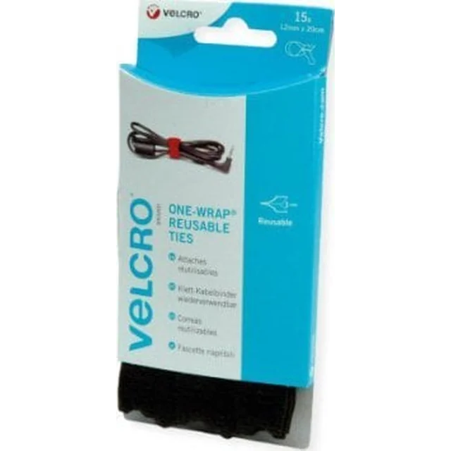 Velcro VELCRO ONE-WRAP daugkartinio naudojimo Velcro ONE-WRAP 12mm x 20cm x 15 Juoda