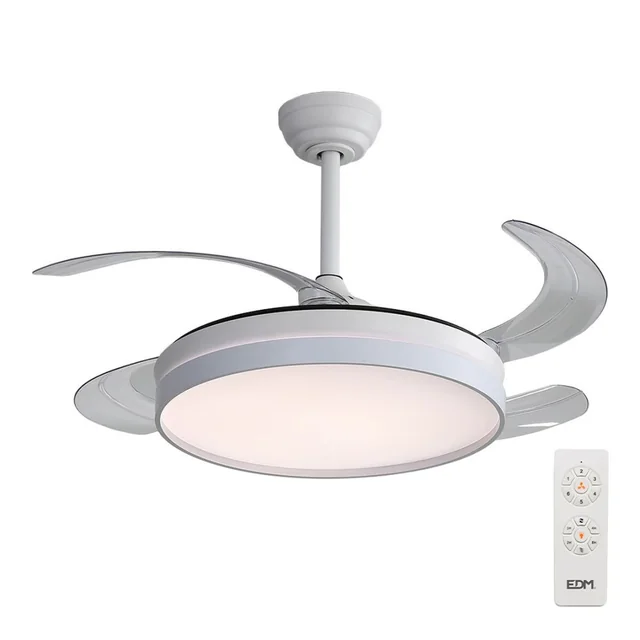 Ventilateur de plafond avec lumière EDM 33827 Ross White 35 W 4100 Lm 2190 Lm Rétractable