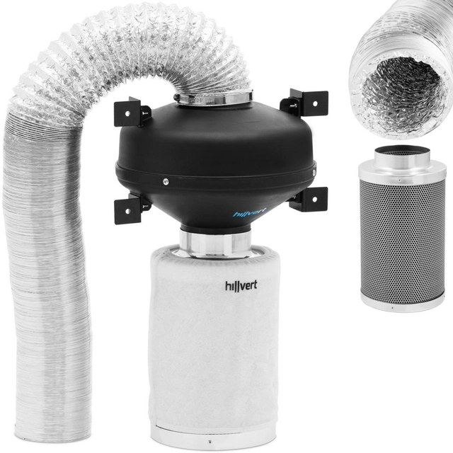 Ventilation kit fan carbon filter 30 cm ventilation pipe dia.100 mm 10 m