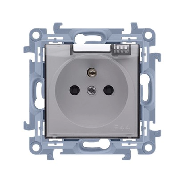 Versie stopcontact IP44 zonder pakking - transparante klep (module)16A, 250V~, schroefklemmen, wit *Witte framepakking vereist