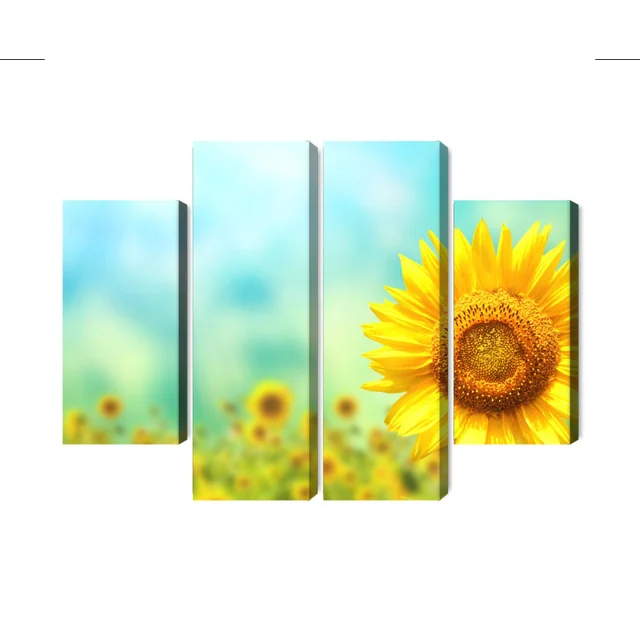 Vícedílný obraz Dekorativní slunečnicové květy 3D