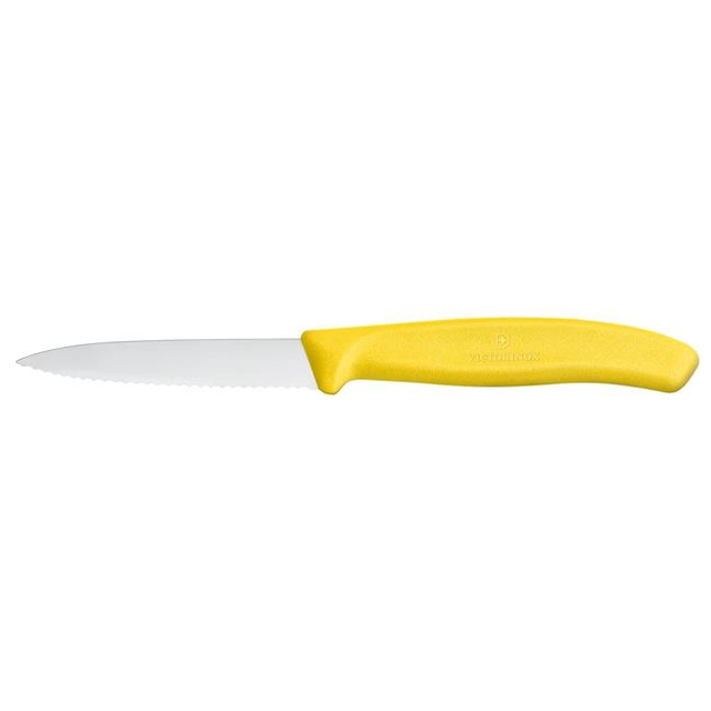 Victorinox Swiss Classic daržovių peilis, dantytas, 80mm, geltonas