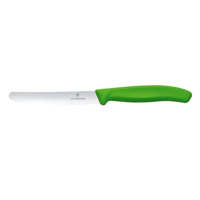 Victorinox Swiss Classic Tomato knife, rounded tip, serrated,11 cm, green