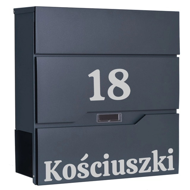 VIDAR letterbox anthracite with an inscription