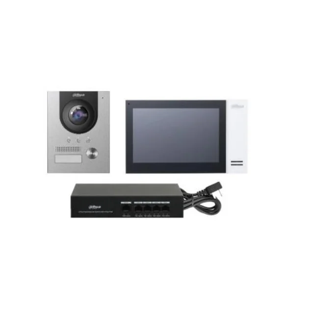 Видео домофонен комплект 2MP WDR превключвател 4x PoE Dahua - DHI-KTP01L(S)