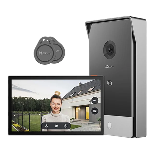 Video intercom kit, 7 inch touch monitor, 2 wire, 2MP, IR camera 5m, SDcard, Wi-Fi6 - EZVIZ CS-HP5-2MP