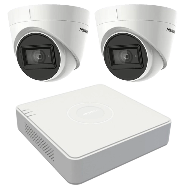 Videobewakingssysteem 2 Hikvision-camera's 5MP, lens 2.8mm, IR 40m, DVR 4 TurboHD-kanalen