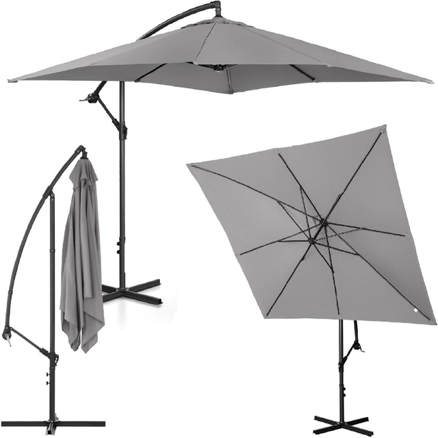 Vierkante vrijdragende paraplu 250 x 250 cm donkergrijs