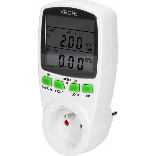 Virone ватметър EM-1 16A 3680W двутарифен LCD