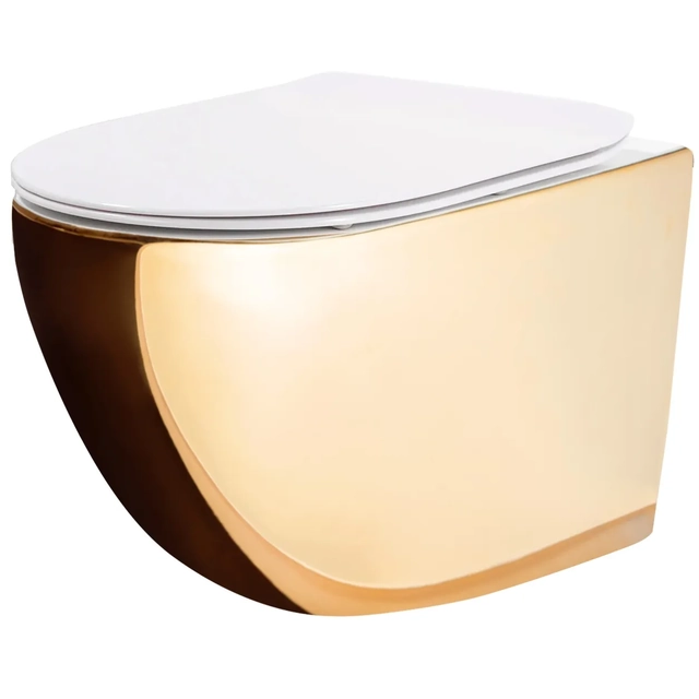 Viseča WC školjka Rea Carlo flat mini Gold/White - Dodatno 5% popust s kodo REA5