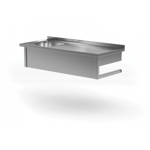 Viseći stol sa sudoperom - pretinac lijevo 800 x 600 x 300 mm POLGAST 211086-WI-L 211086-WI-L