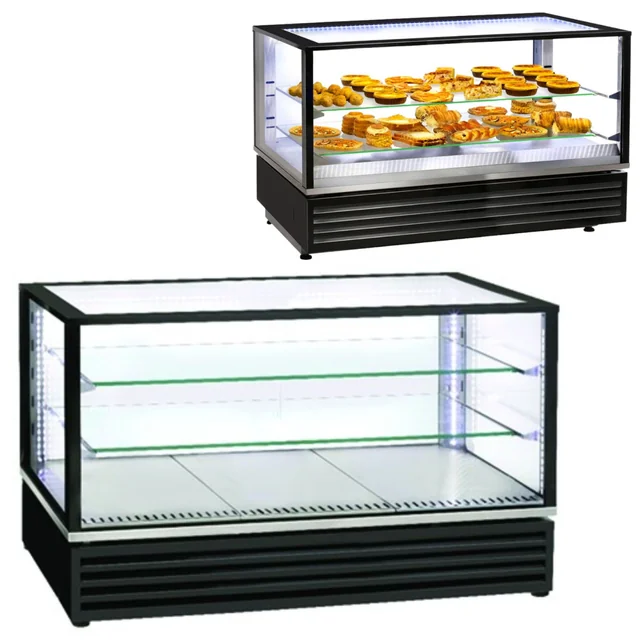 Vitrina refrigerada para confeitaria 3-Poziomy 1185x650x735 Cd com grelha giratória 1200