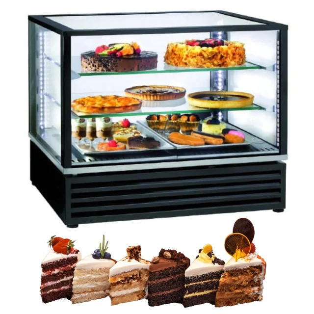 Vitrina refrigerada para confeitaria 3-Poziomy 785x650x735 Cd com grelha giratória 800