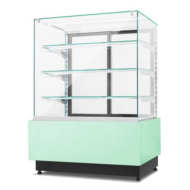 Vitrine de confiserie neutre Dolce Visione Neutro Premium 1300 | intérieur en acier inoxydable | 1300x690x1300 mm Qualité Resto