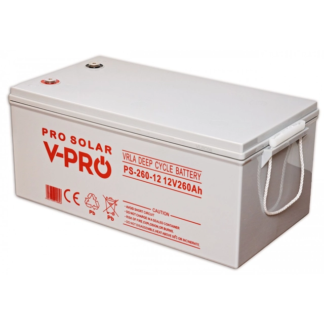 VOLT POLIJA DEEP CYCLE VPRO SOLAR BATTERY 12V 260 Ah VRLA BEZ APKOPES 6AKXDEEP26