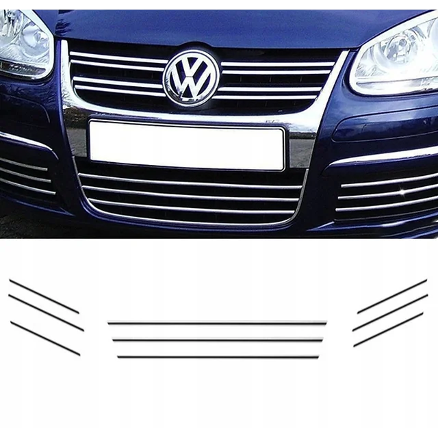 VW GOLF V JETTA - CHROME GRILL lameles manekena tūnings