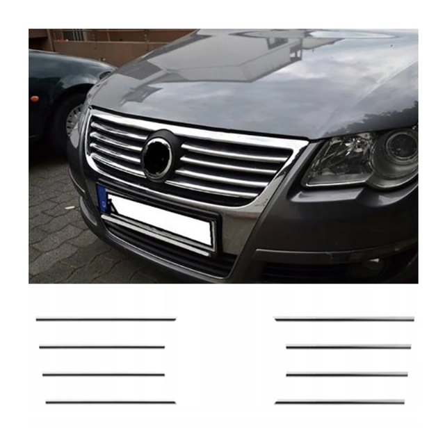 VW PASSAT B6 - CHROMOVÉ GRILL HORNÉ lišty Tuning