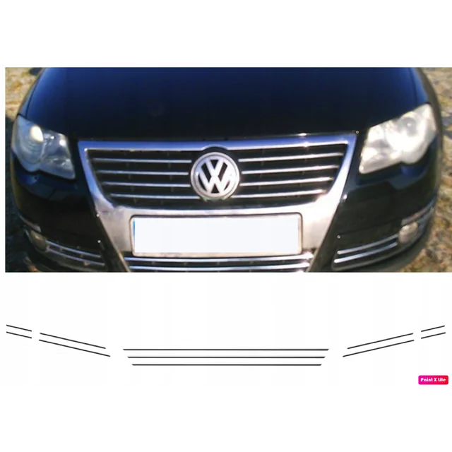 VW PASSAT B6 - Λωρίδες CHROME GRILL, εικονικό 3M Tuning