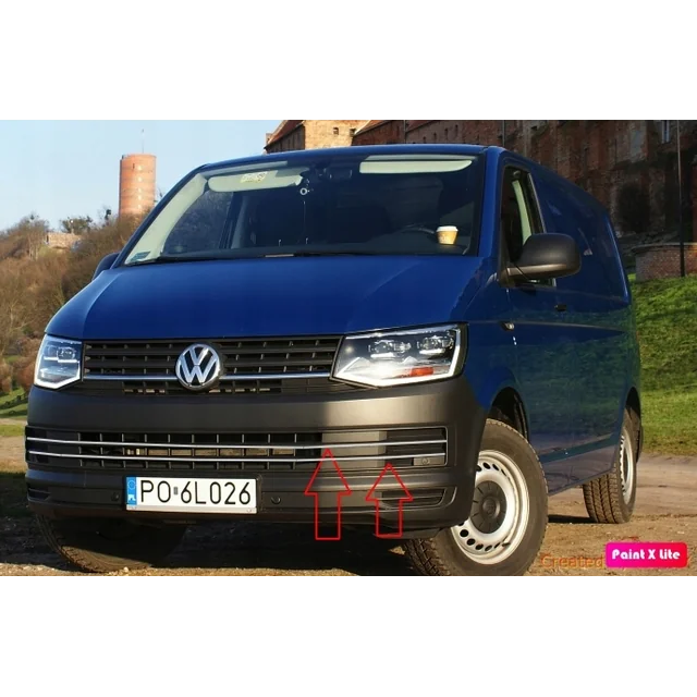 VW Transporter T5 CHROME lišty na makete nárazníka