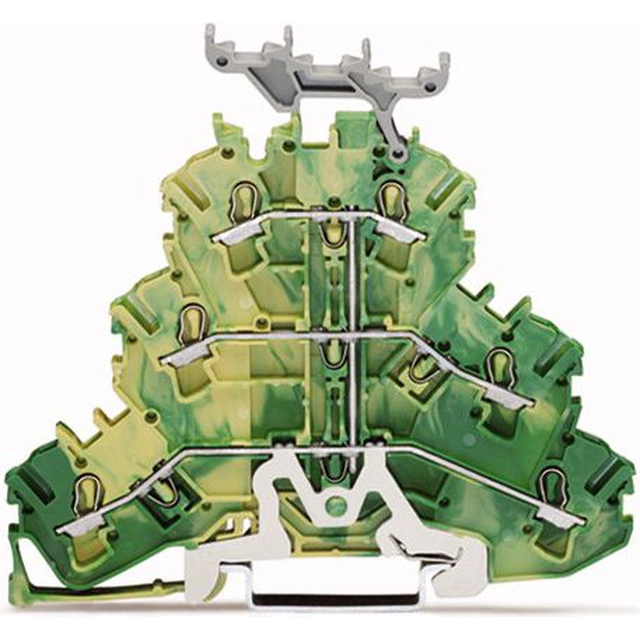 Wago Rail terminal block 3-piętrowa PE 2,5mm2 with yellow-green marker base (2002-3237)