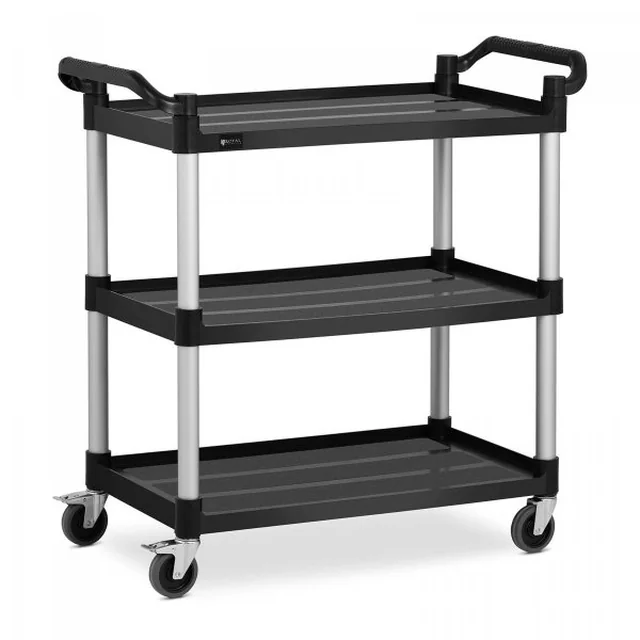 Waiter's trolley - 3 shelves - 90 kg - black ROYAL CATERING 10011718 RC-PSTB31020