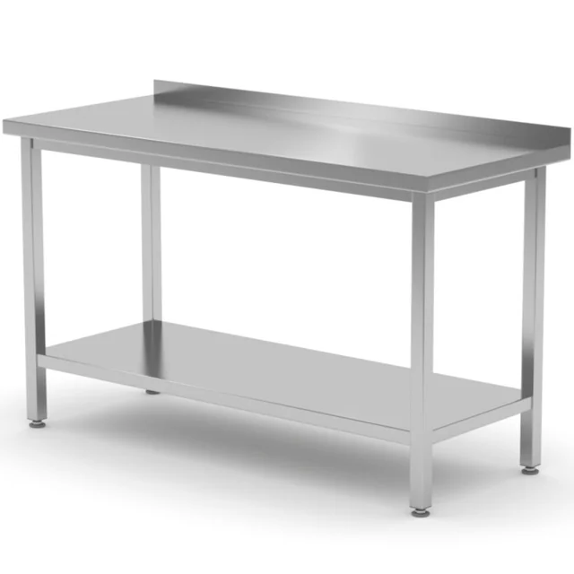 Wall catering table with edge and shelf 120x70x85 cm - Hendi 812730