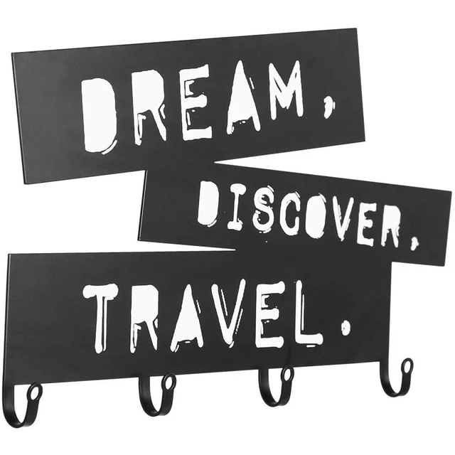 Wall hanger with four hooks Dream, Discover, Travel