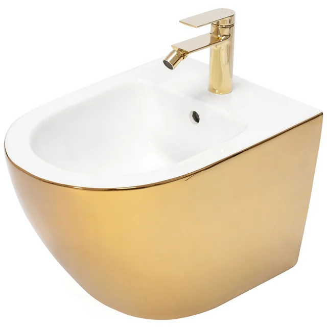 Wall-hung bidet Rea Carlo Mini Gold White