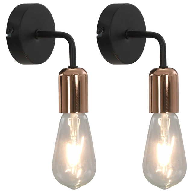 Wall lamps, 2pcs., Black and copper colors, 2w, e27