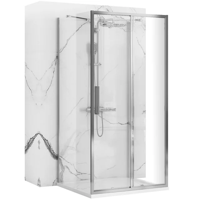 Wall-mounted Rapid Slide Chrome Shower Enclosure