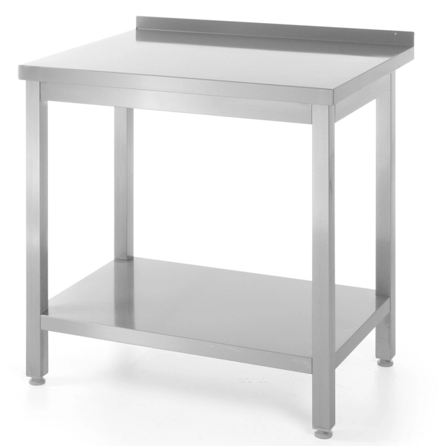 Wall-mounted steel worktop table with edge and shelf 100x60cm - Hendi 811467