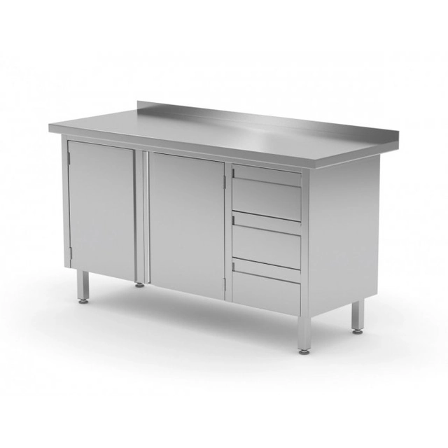 Wall table, cabinet with three drawers and hinged doors - drawers on the right side 1100 x 700 x 850 mm POLGAST 137117-P 137117-P