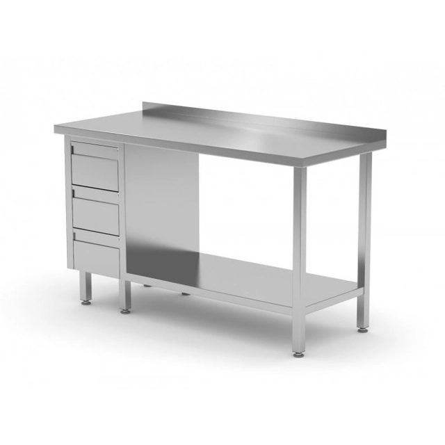 Wall table, cabinet with three drawers and shelf - drawers on the left side 900 x 700 x 850 mm POLGAST 125097-3-L 125097-3-L