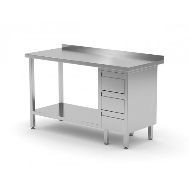 Wall table, cabinet with three drawers and shelf - drawers on the right side 900 x 600 x 850 mm POLGAST 125096-3-P 125096-3-P