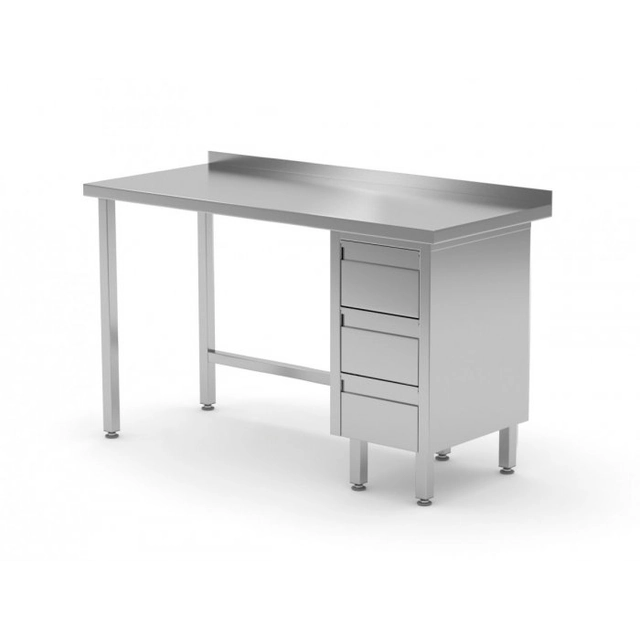 Wall table, cabinet with three drawers - drawers on the right side 1400 x 600 x 850 mm POLGAST 123146-3-P 123146-3-P