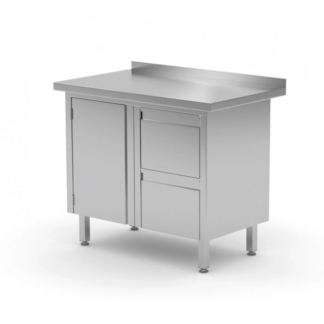 Wall table, cabinet with two drawers and hinged doors - drawers on the right side 1000 x 700 x 850 mm POLGAST 135107-P 135107-P