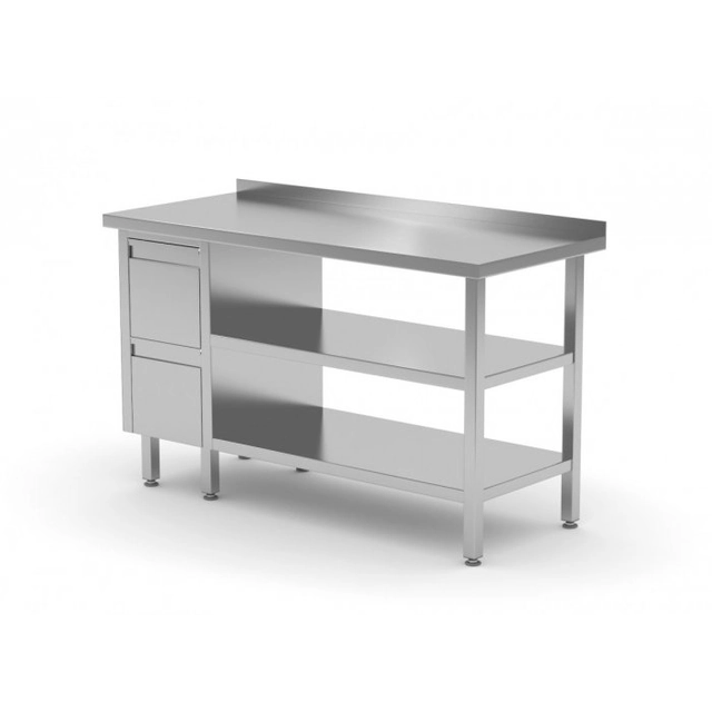 Wall table, cabinet with two drawers and two shelves - drawers on the left side 1400 x 600 x 850 mm POLGAST 125146-L/2 125146-L/2