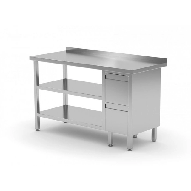 Wall table, cabinet with two drawers and two shelves - drawers on the right side 800 x 700 x 850 mm POLGAST 125087-P/2 125087-P/2
