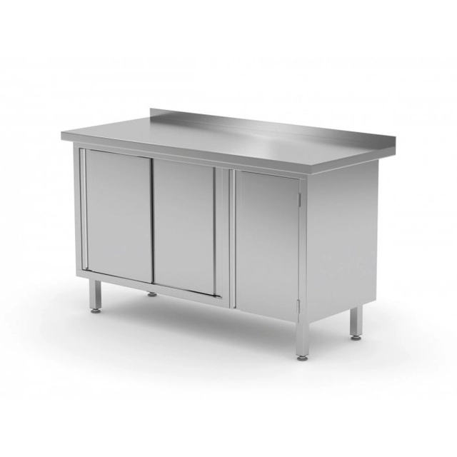Wall table with cabinet and sliding door - hinged door on the right side 1600 x 600 x 850 mm POLGAST 134166-P 134166-P