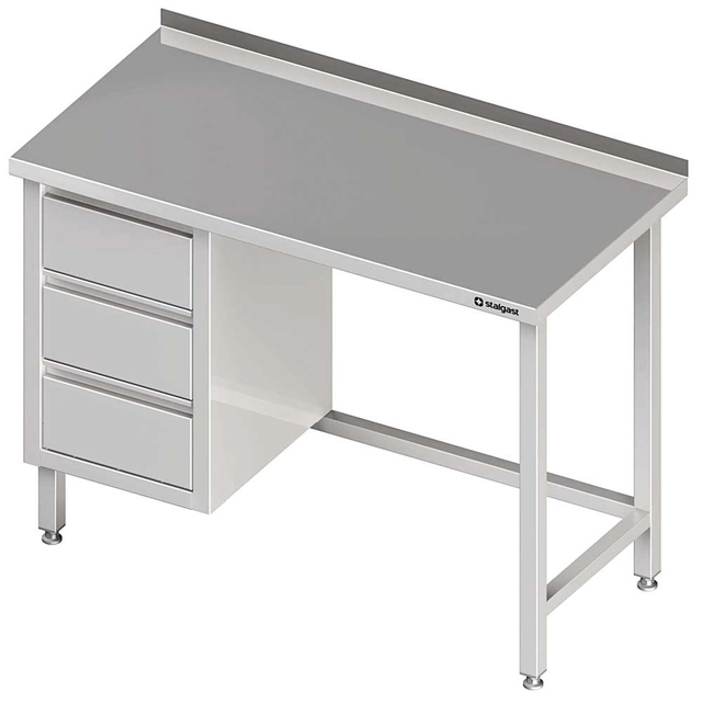 Wall table with three drawer block (L), without shelf 1000x600x850 mm