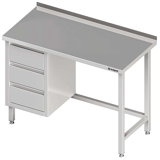 Wall table with three drawer block (L), without shelf 1200x600x850 mm
