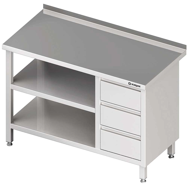 Wall table with three drawer block (P) and 2-ma shelves 1200x600x850 mm