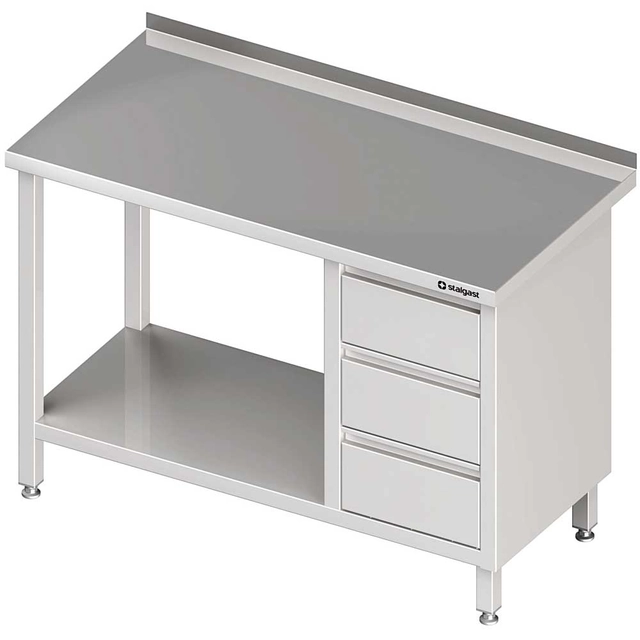 Wall table with three drawer block (P) and shelf 1200x700x850 mm